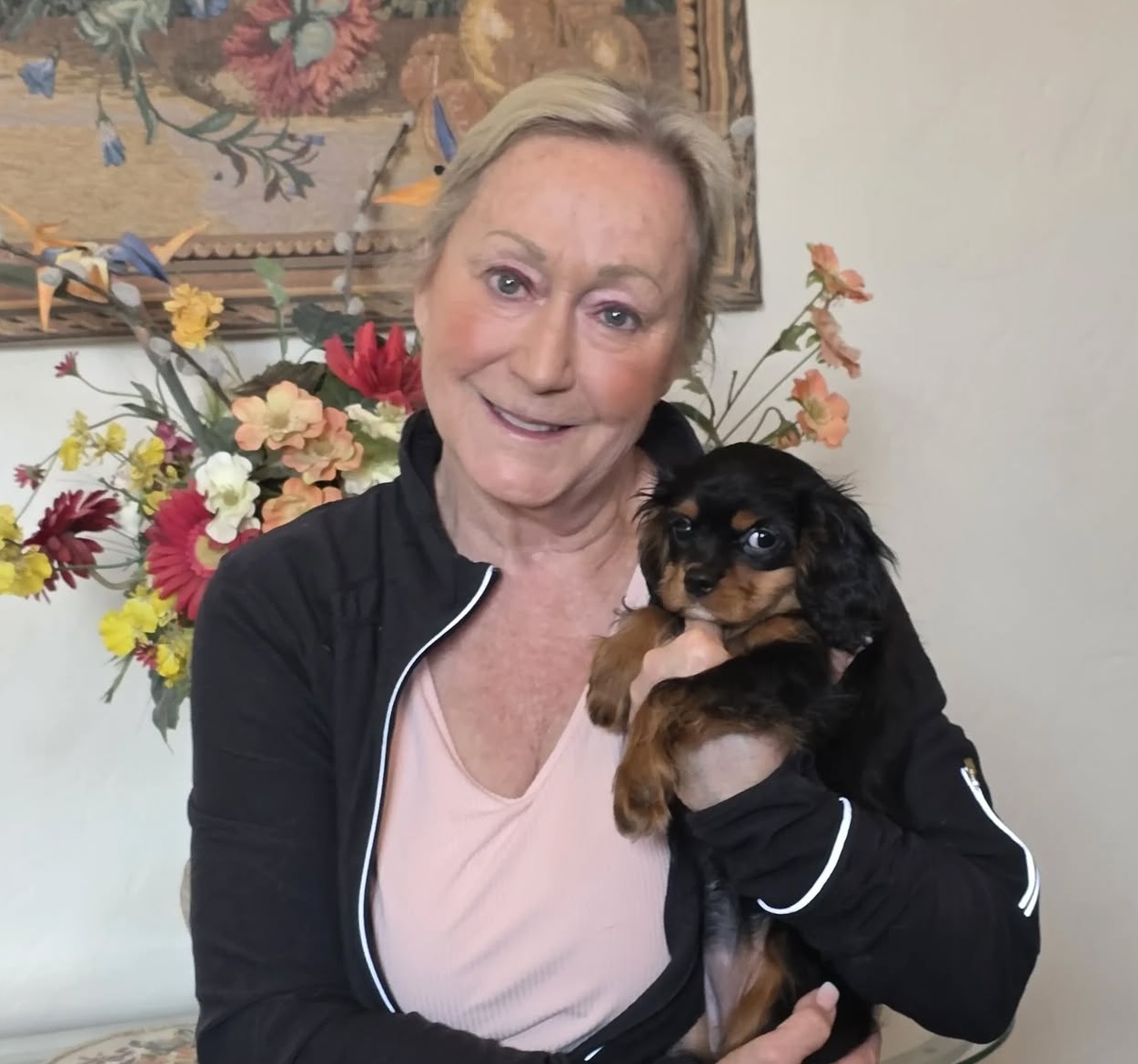 Patty with her Cavalier King Charles Spaniel